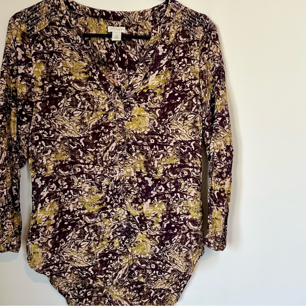 Hinge Lightweight V-Neck Patterned Blouse - Size:… - image 4